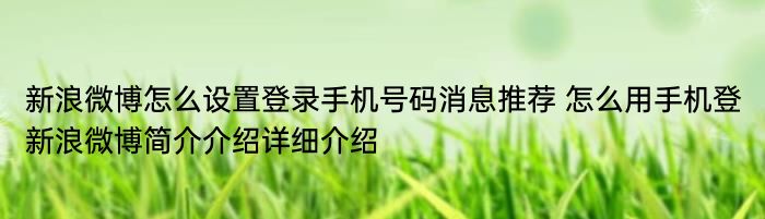 新浪微博怎么设置登录手机号码消息推荐 怎么用手机登新浪微博简介介绍详细介绍