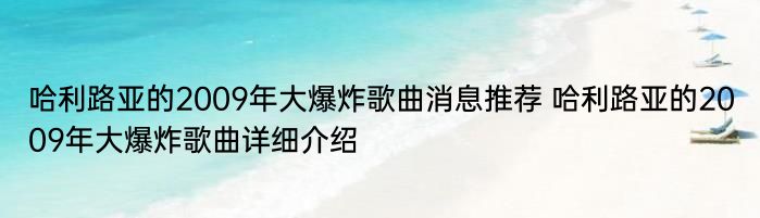 哈利路亚的2009年大爆炸歌曲消息推荐 哈利路亚的2009年大爆炸歌曲详细介绍