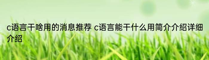 c语言干啥用的消息推荐 c语言能干什么用简介介绍详细介绍