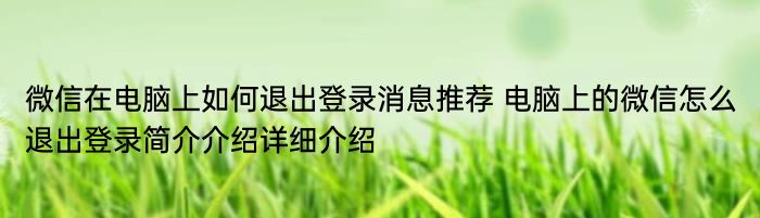 微信在电脑上如何退出登录消息推荐 电脑上的微信怎么退出登录简介介绍详细介绍