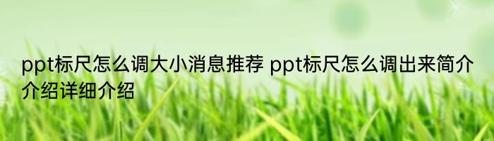 ppt标尺怎么调大小消息推荐 ppt标尺怎么调出来简介介绍详细介绍