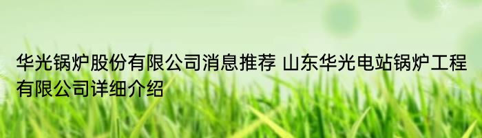 华光锅炉股份有限公司消息推荐 山东华光电站锅炉工程有限公司详细介绍