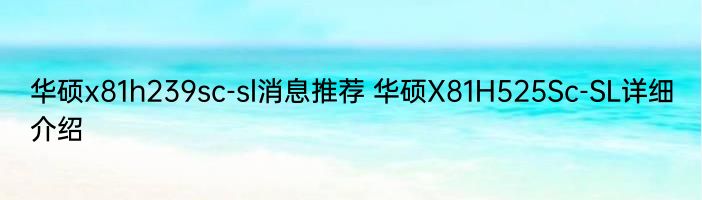 华硕x81h239sc-sl消息推荐 华硕X81H525Sc-SL详细介绍