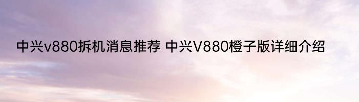 中兴v880拆机消息推荐 中兴V880橙子版详细介绍