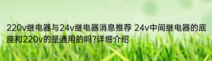 220v继电器与24v继电器消息推荐 24v中间继电器的底座和220v的是通用的吗?详细介绍