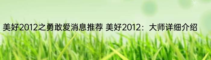 美好2012之勇敢爱消息推荐 美好2012：大师详细介绍