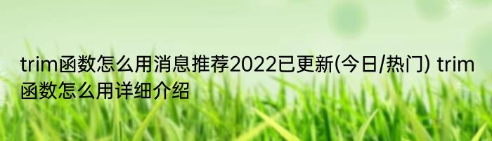 trim函数怎么用消息推荐2022已更新(今日/热门) trim函数怎么用详细介绍