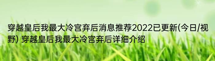 穿越皇后我最大冷宫弃后消息推荐2022已更新(今日/视野) 穿越皇后我最大冷宫弃后详细介绍