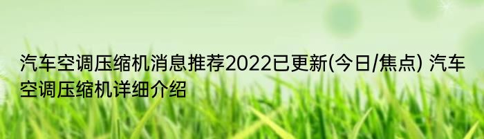 汽车空调压缩机消息推荐2022已更新(今日/焦点) 汽车空调压缩机详细介绍