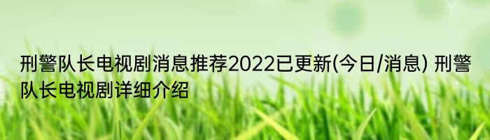 刑警队长电视剧消息推荐2022已更新(今日/消息) 刑警队长电视剧详细介绍