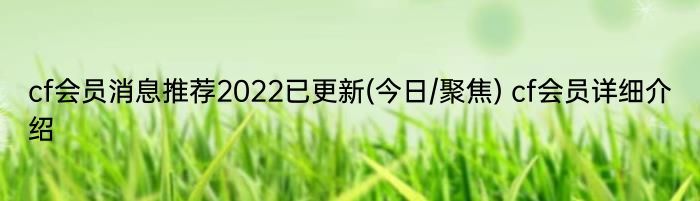 cf会员消息推荐2022已更新(今日/聚焦) cf会员详细介绍