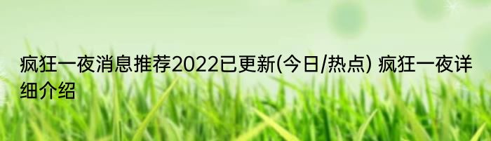 疯狂一夜消息推荐2022已更新(今日/热点) 疯狂一夜详细介绍