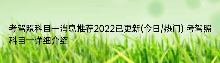 考驾照科目一消息推荐2022已更新(今日/热门) 考驾照科目一详细介绍