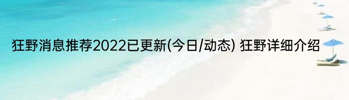 狂野消息推荐2022已更新(今日/动态) 狂野详细介绍