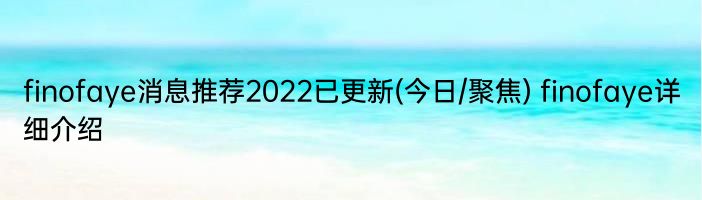 finofaye消息推荐2022已更新(今日/聚焦) finofaye详细介绍