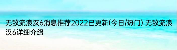 无敌流浪汉6消息推荐2022已更新(今日/热门) 无敌流浪汉6详细介绍