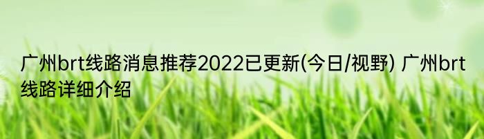 广州brt线路消息推荐2022已更新(今日/视野) 广州brt线路详细介绍