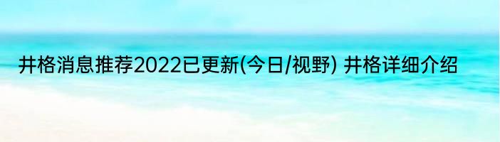 井格消息推荐2022已更新(今日/视野) 井格详细介绍