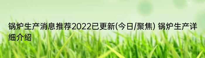 锅炉生产消息推荐2022已更新(今日/聚焦) 锅炉生产详细介绍