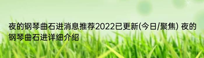 夜的钢琴曲石进消息推荐2022已更新(今日/聚焦) 夜的钢琴曲石进详细介绍