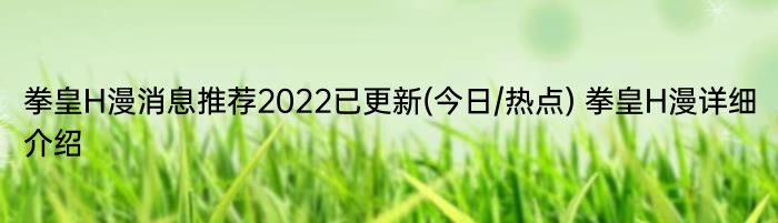 拳皇H漫消息推荐2022已更新(今日/热点) 拳皇H漫详细介绍