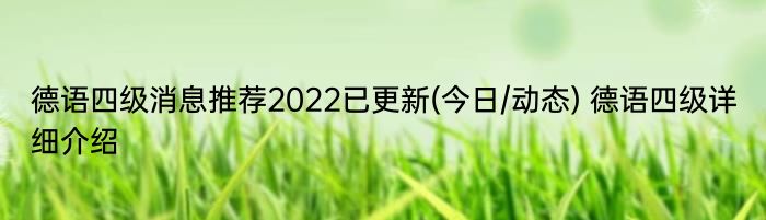 德语四级消息推荐2022已更新(今日/动态) 德语四级详细介绍