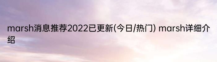 marsh消息推荐2022已更新(今日/热门) marsh详细介绍