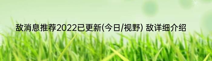 敌消息推荐2022已更新(今日/视野) 敌详细介绍