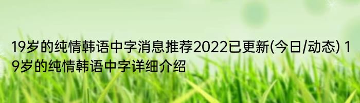 19岁的纯情韩语中字消息推荐2022已更新(今日/动态) 19岁的纯情韩语中字详细介绍