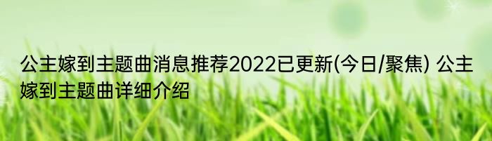 公主嫁到主题曲消息推荐2022已更新(今日/聚焦) 公主嫁到主题曲详细介绍