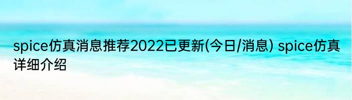 spice仿真消息推荐2022已更新(今日/消息) spice仿真详细介绍