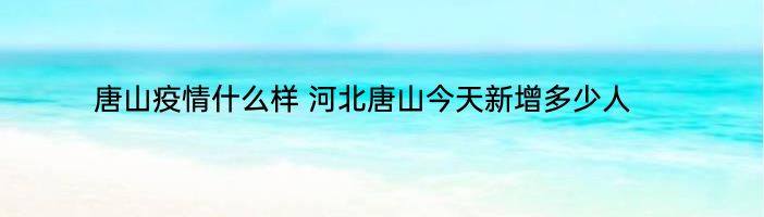 唐山疫情什么样 河北唐山今天新增多少人