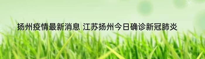 扬州疫情最新消息 江苏扬州今日确诊新冠肺炎