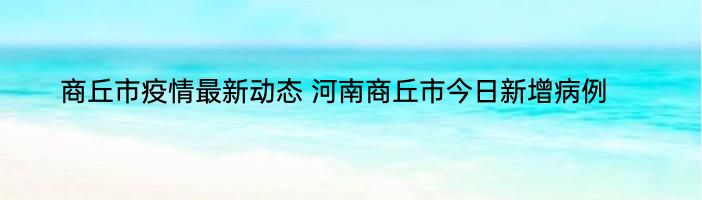 商丘市疫情最新动态 河南商丘市今日新增病例