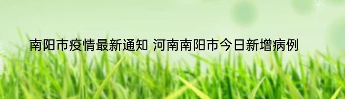 南阳市疫情最新通知 河南南阳市今日新增病例