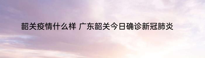 韶关疫情什么样 广东韶关今日确诊新冠肺炎