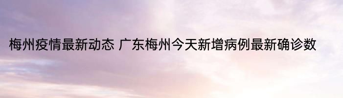 梅州疫情最新动态 广东梅州今天新增病例最新确诊数