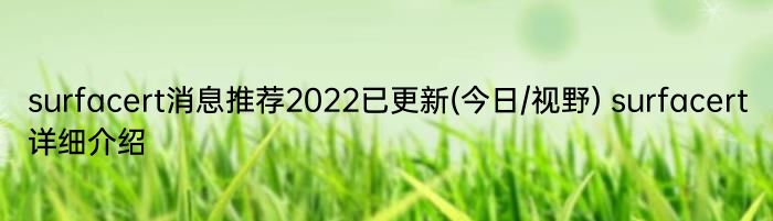 surfacert消息推荐2022已更新(今日/视野) surfacert详细介绍